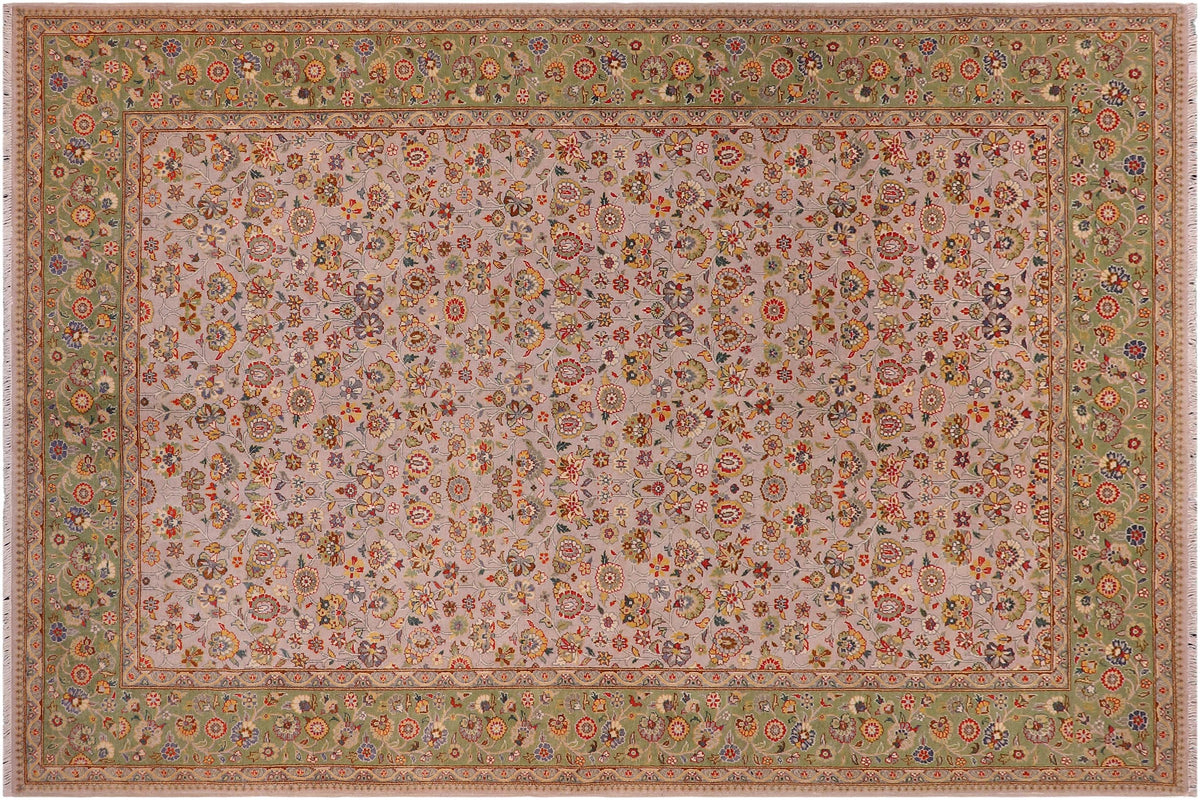 handmade Transitional  Gray Lt. Green Hand Knotted RECTANGLE 100% WOOL area rug 6' x 9'