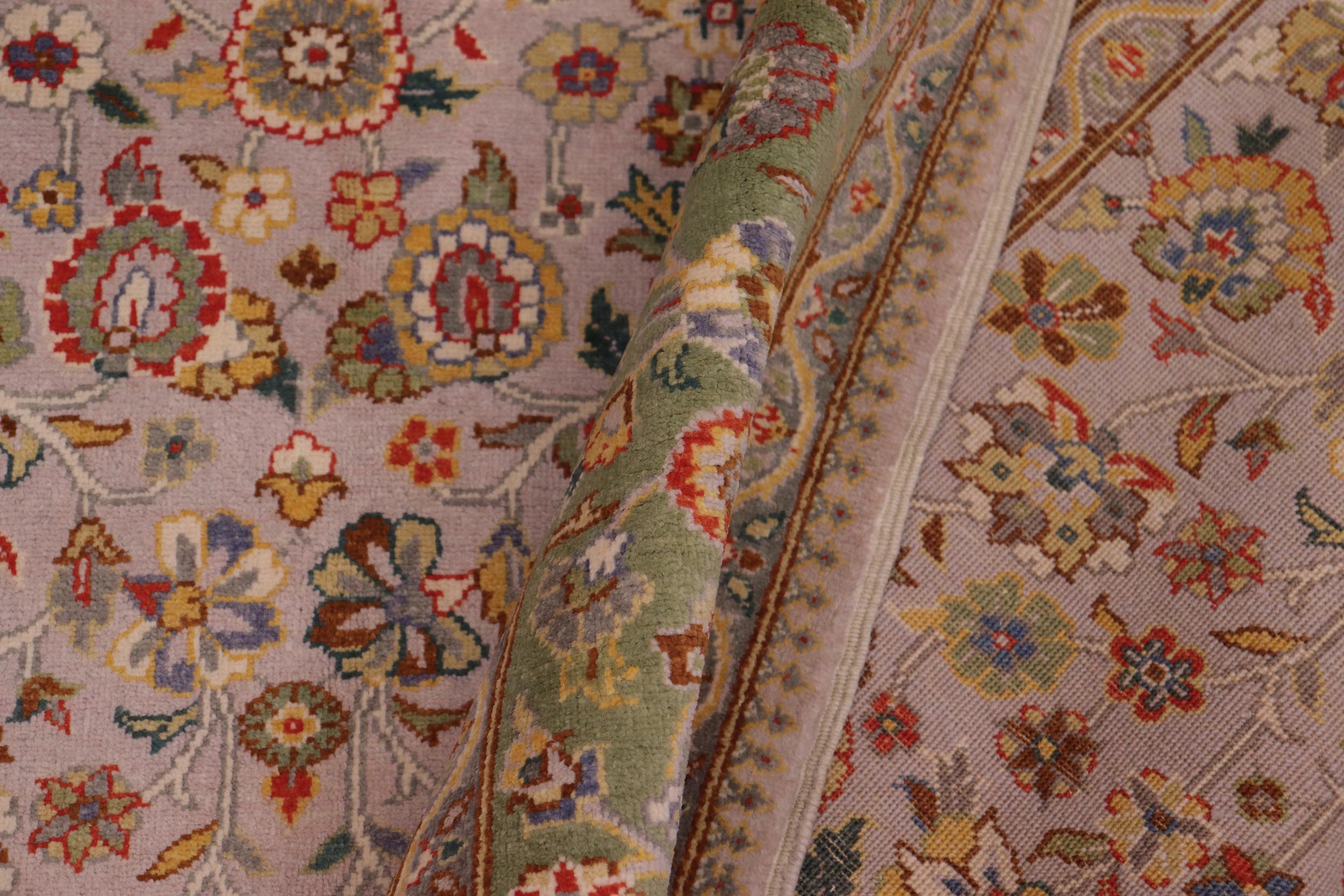 handmade Transitional  Gray Lt. Green Hand Knotted RECTANGLE 100% WOOL area rug 6' x 9'