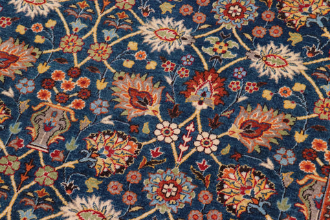 handmade Transitional Design Teal Blue Ivory Hand Knotted RECTANGLE 100% WOOL area rug 6' x 9'