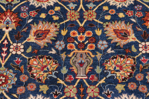 handmade Transitional Design Teal Blue Ivory Hand Knotted RECTANGLE 100% WOOL area rug 6' x 9'