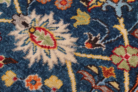 handmade Transitional Design Teal Blue Ivory Hand Knotted RECTANGLE 100% WOOL area rug 6' x 9'