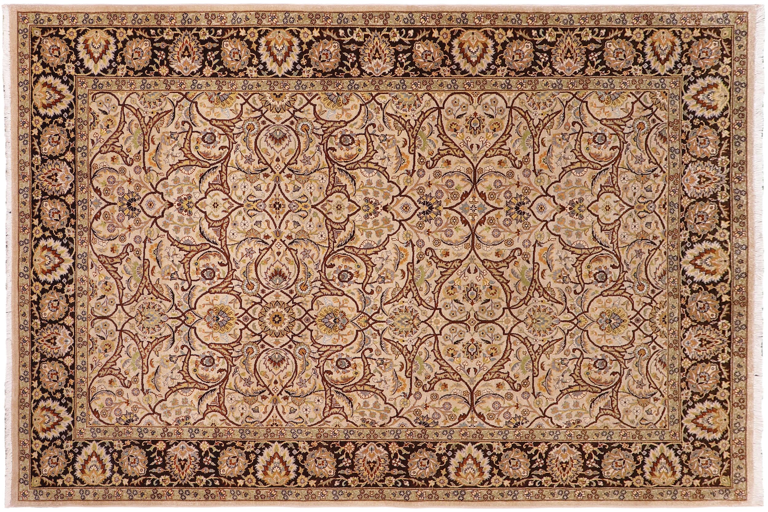 handmade Transitional Design Tan Charcoal Hand Knotted RECTANGLE 100% WOOL area rug 6' x 9'