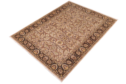 handmade Transitional Design Tan Charcoal Hand Knotted RECTANGLE 100% WOOL area rug 6' x 9'