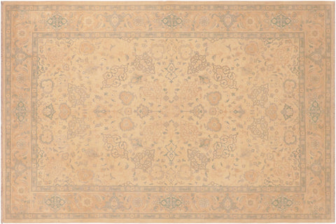 handmade Traditional Kafkaz Tan Gold Hand Knotted RECTANGLE 100% WOOL area rug 6x9