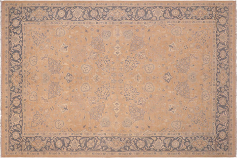 handmade Transitional Kafkaz Tan Gray Hand Knotted RECTANGLE 100% WOOL area rug 6x9