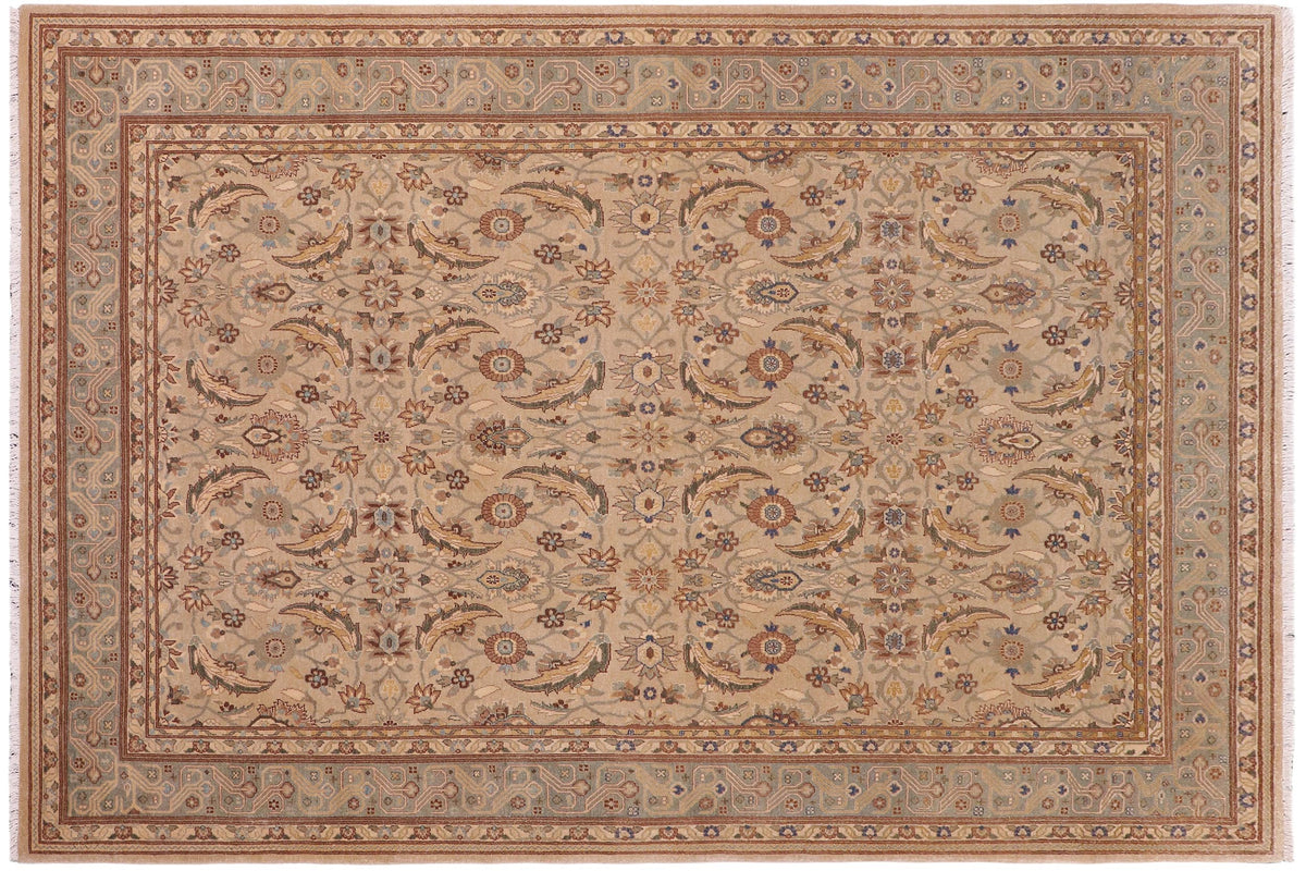 handmade Transitional Lahore Lt. Gray Lt. Green Hand Knotted RECTANGLE 100% WOOL area rug 6' x 9'