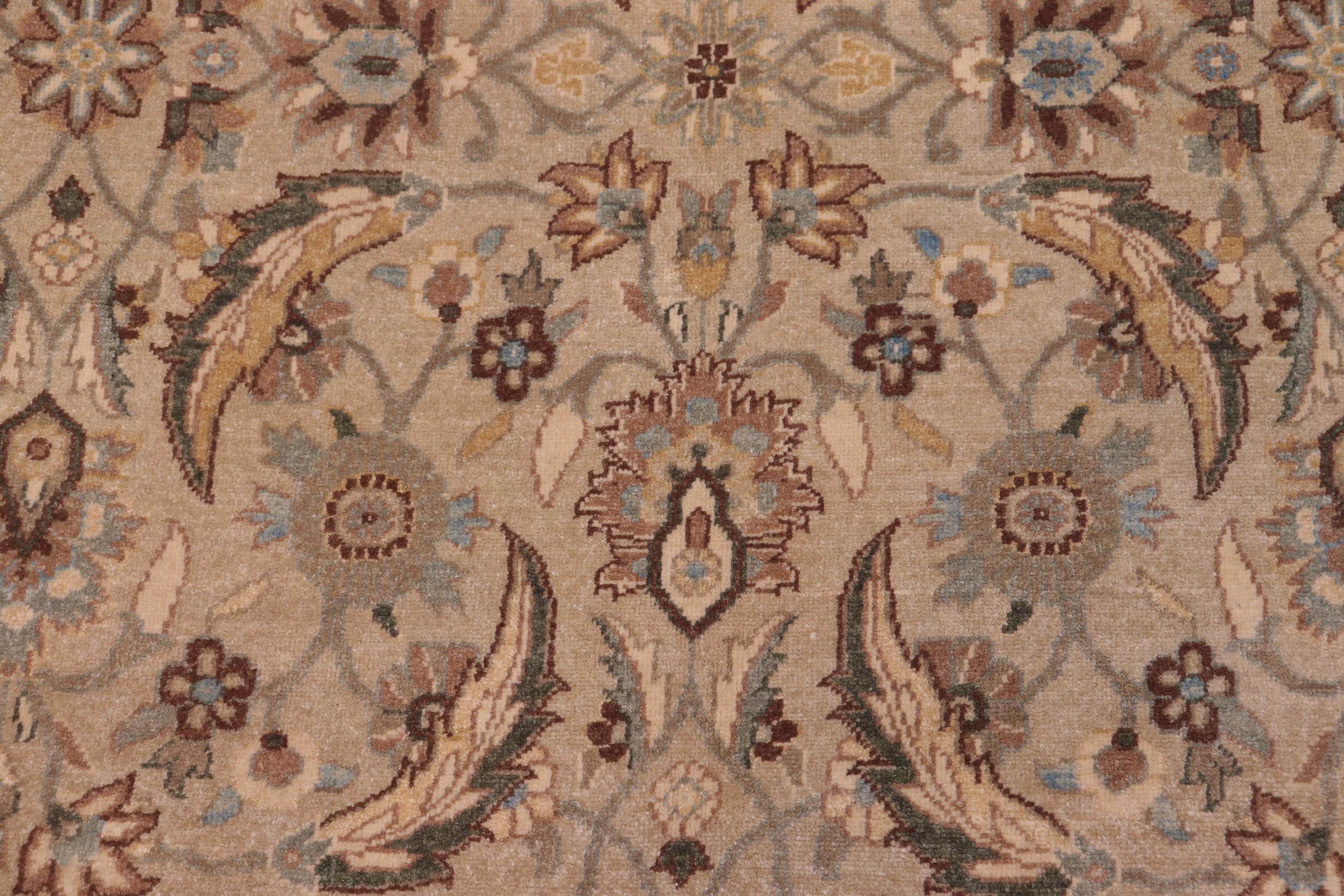 handmade Transitional Lahore Lt. Gray Lt. Green Hand Knotted RECTANGLE 100% WOOL area rug 6' x 9'