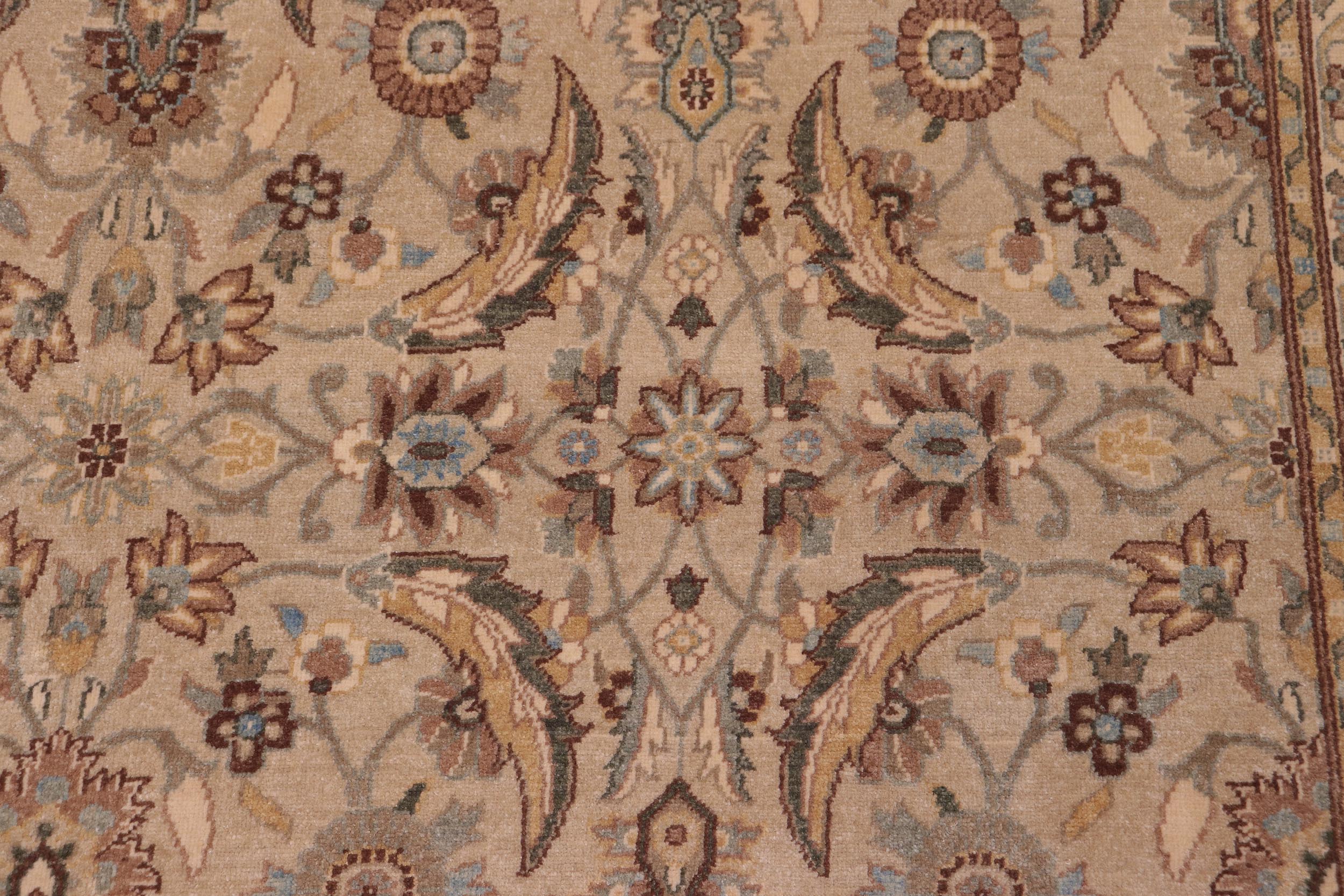 handmade Transitional Lahore Lt. Gray Lt. Green Hand Knotted RECTANGLE 100% WOOL area rug 6' x 9'