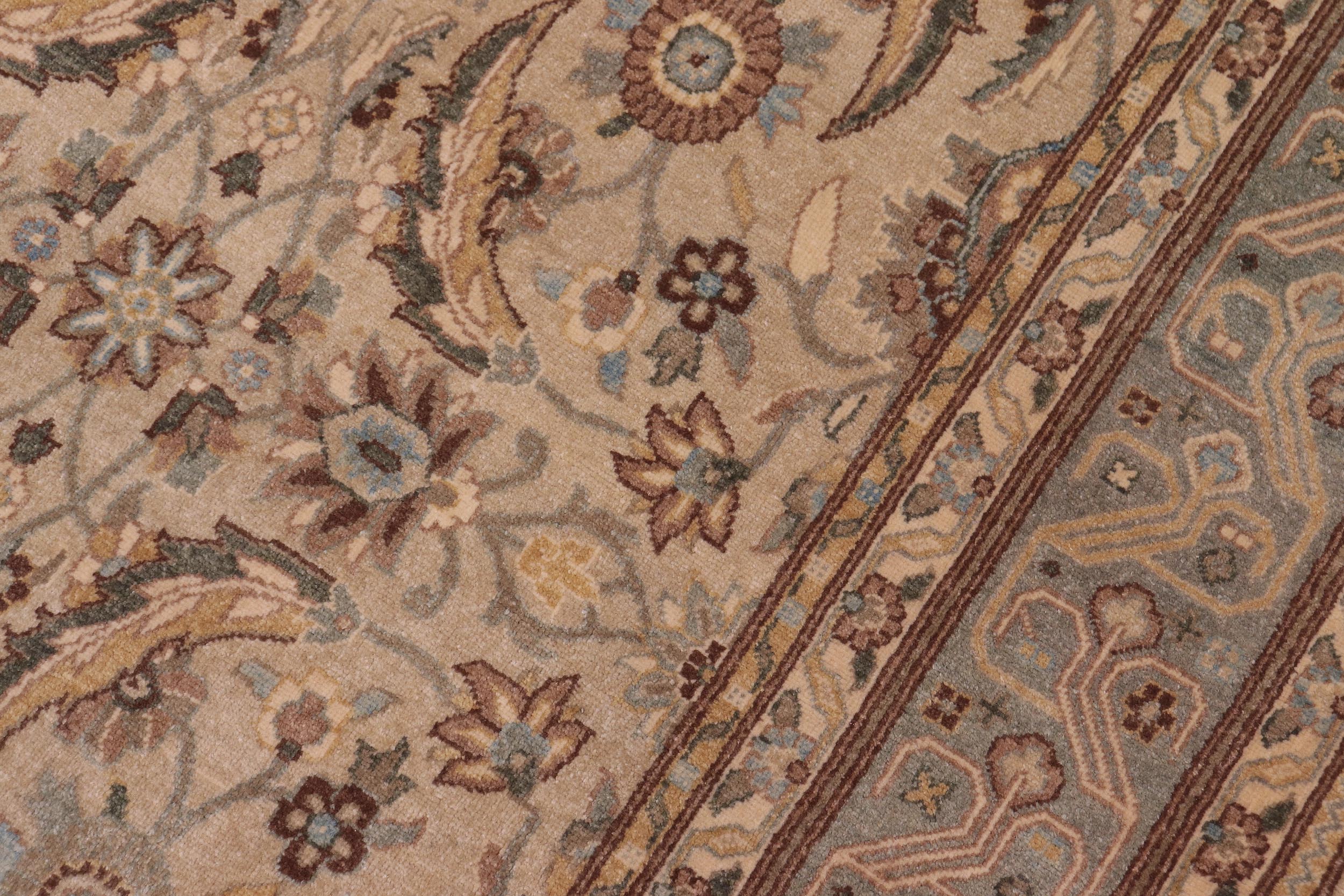 handmade Transitional Lahore Lt. Gray Lt. Green Hand Knotted RECTANGLE 100% WOOL area rug 6' x 9'