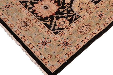 handmade Traditional Kafkaz Black Green Hand Knotted RECTANGLE 100% WOOL area rug 6x9