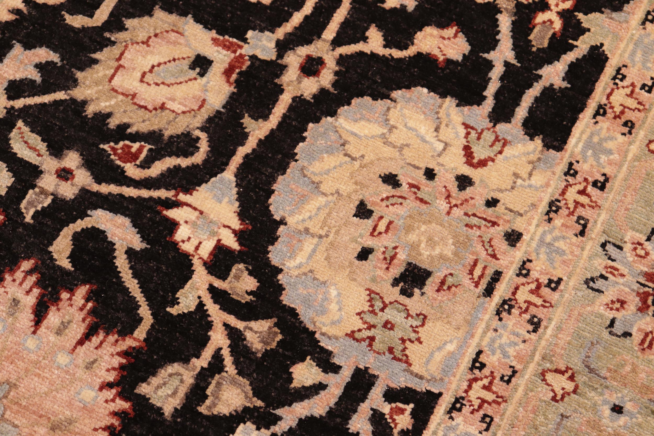 handmade Traditional Kafkaz Black Green Hand Knotted RECTANGLE 100% WOOL area rug 6x9