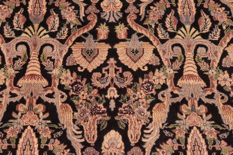 handmade Transitional Kashan Black Gold Hand Knotted RECTANGLE 100% WOOL area rug 6x9