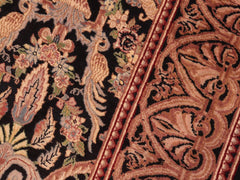 handmade Traditional Kashan Black Gold Hand Knotted RECTANGLE 100% WOOL area rug 6x9