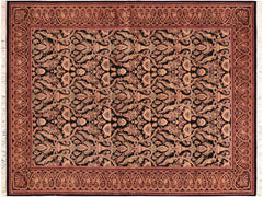 handmade Traditional Kashan Black Gold Hand Knotted RECTANGLE 100% WOOL area rug 6x9