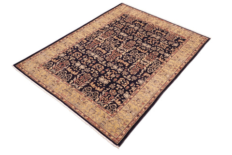 handmade Transitional Kafkaz Blue Gold Hand Knotted RECTANGLE 100% WOOL area rug 6' x 9'