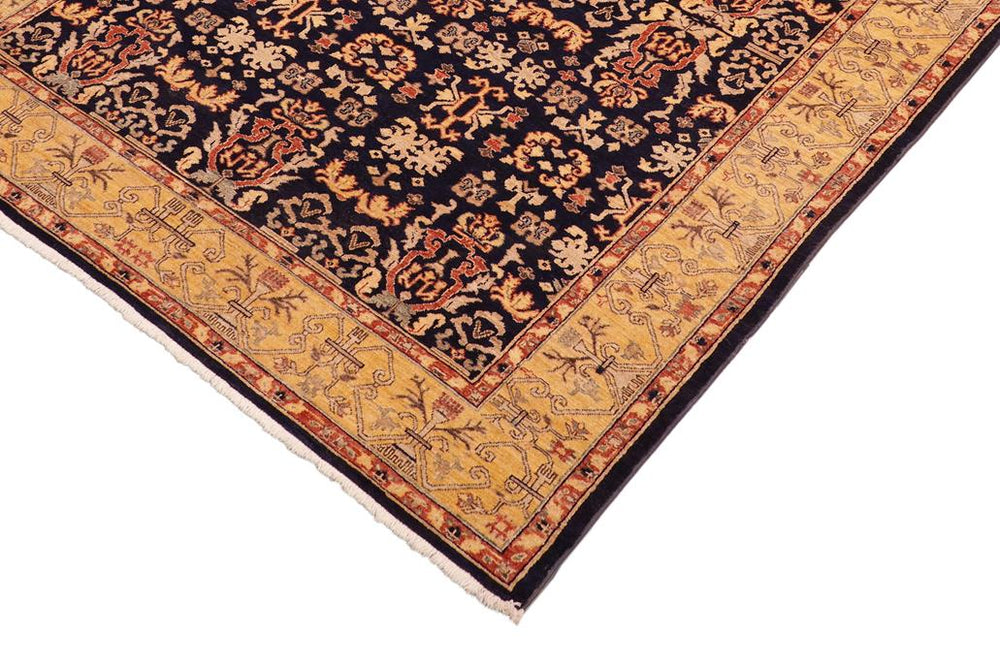 handmade Transitional Kafkaz Blue Gold Hand Knotted RECTANGLE 100% WOOL area rug 6X9