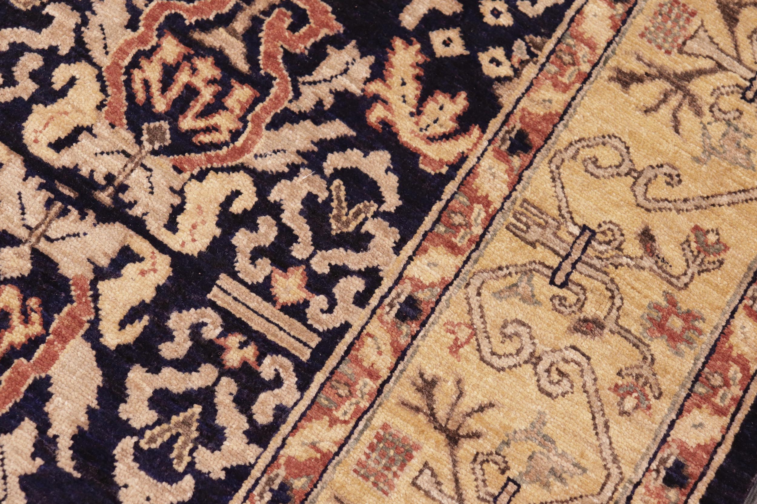 handmade Transitional Kafkaz Blue Gold Hand Knotted RECTANGLE 100% WOOL area rug 6' x 9'