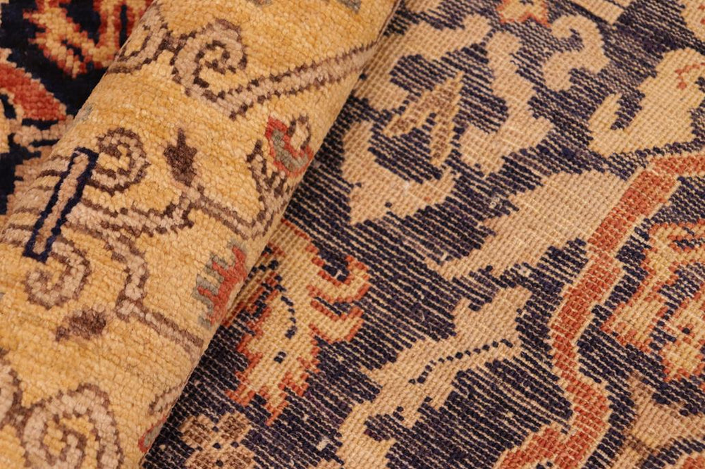 handmade Transitional Kafkaz Blue Gold Hand Knotted RECTANGLE 100% WOOL area rug 6X9