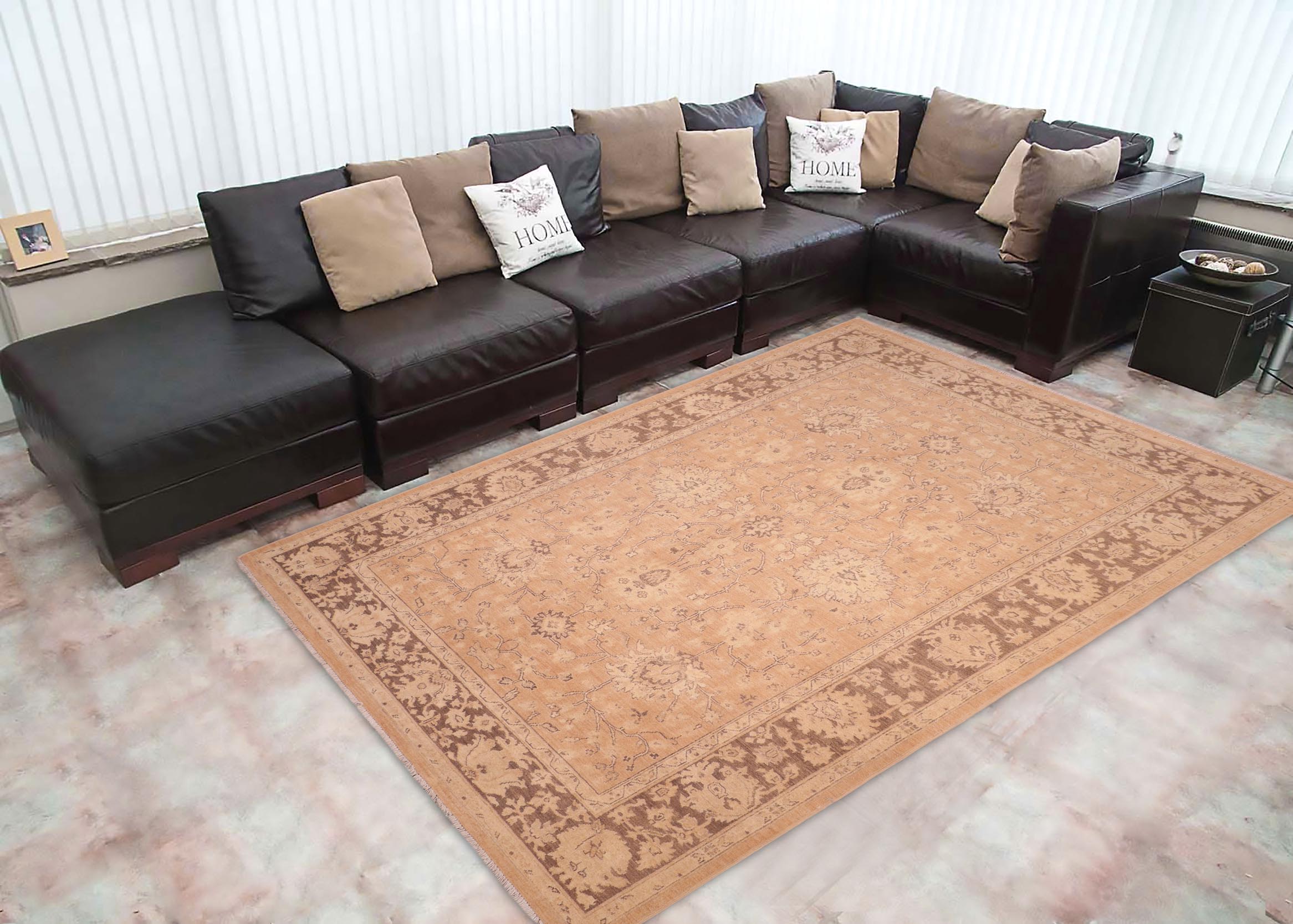 handmade Traditional Kafkaz Brown Tan Hand Knotted RECTANGLE 100% WOOL area rug 6x9