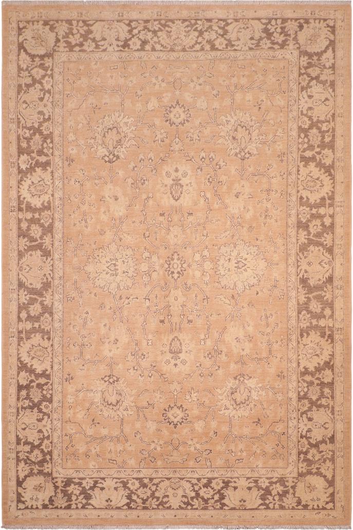 handmade Traditional Kafkaz Brown Tan Hand Knotted RECTANGLE 100% WOOL area rug 6X9