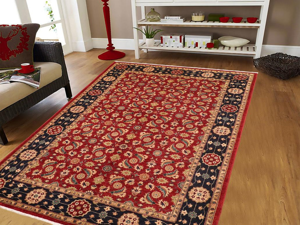 handmade Transitional Kafkaz Red Blue Hand Knotted RECTANGLE 100% WOOL area rug 6X9