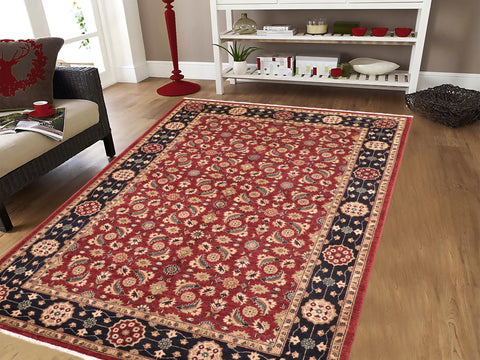 handmade Transitional Kafkaz Red Blue Hand Knotted RECTANGLE 100% WOOL area rug 6' x 9'