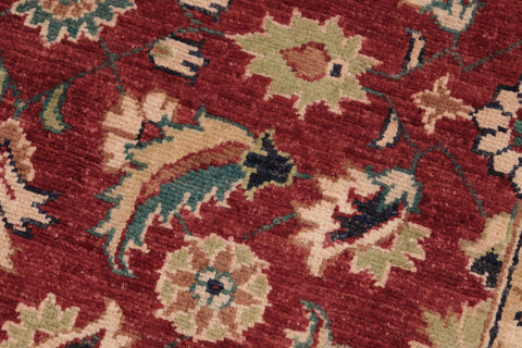 handmade Transitional Kafkaz Red Blue Hand Knotted RECTANGLE 100% WOOL area rug 6' x 9'