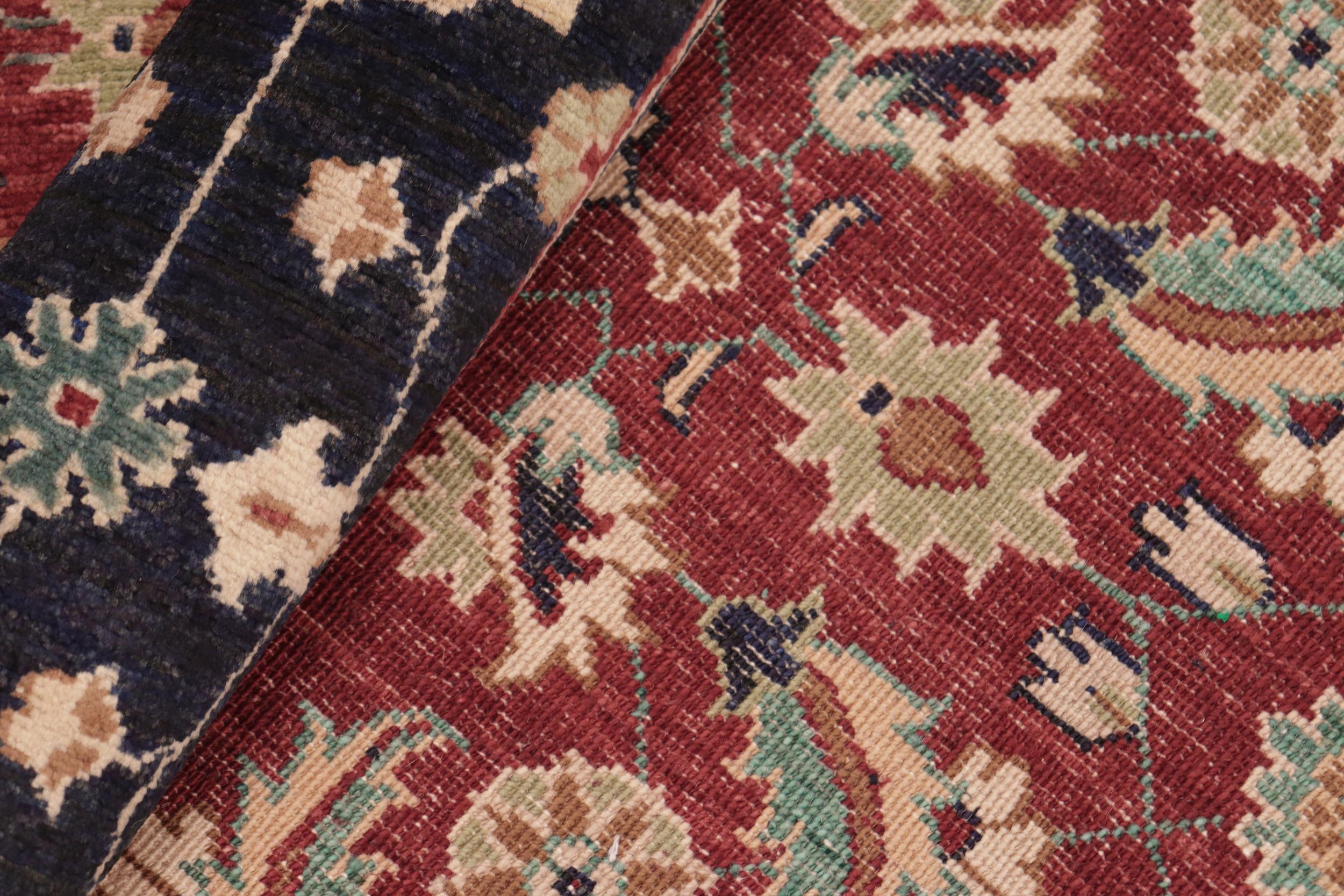 handmade Transitional Kafkaz Red Blue Hand Knotted RECTANGLE 100% WOOL area rug 6' x 9'