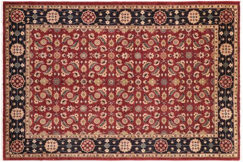 handmade Transitional Kafkaz Red Blue Hand Knotted RECTANGLE 100% WOOL area rug 6' x 9'