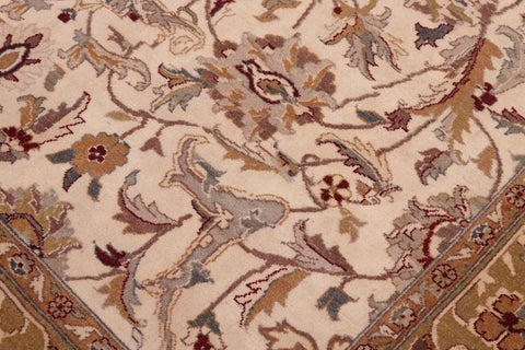 handmade Traditional Design Ivory Lt. Green Hand Knotted RECTANGLE 100% WOOL area rug 6' x 9'