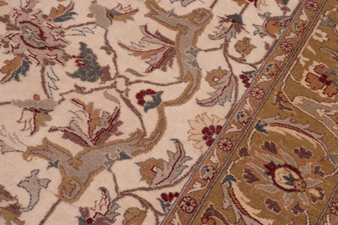 handmade Traditional Design Ivory Lt. Green Hand Knotted RECTANGLE 100% WOOL area rug 6' x 9'