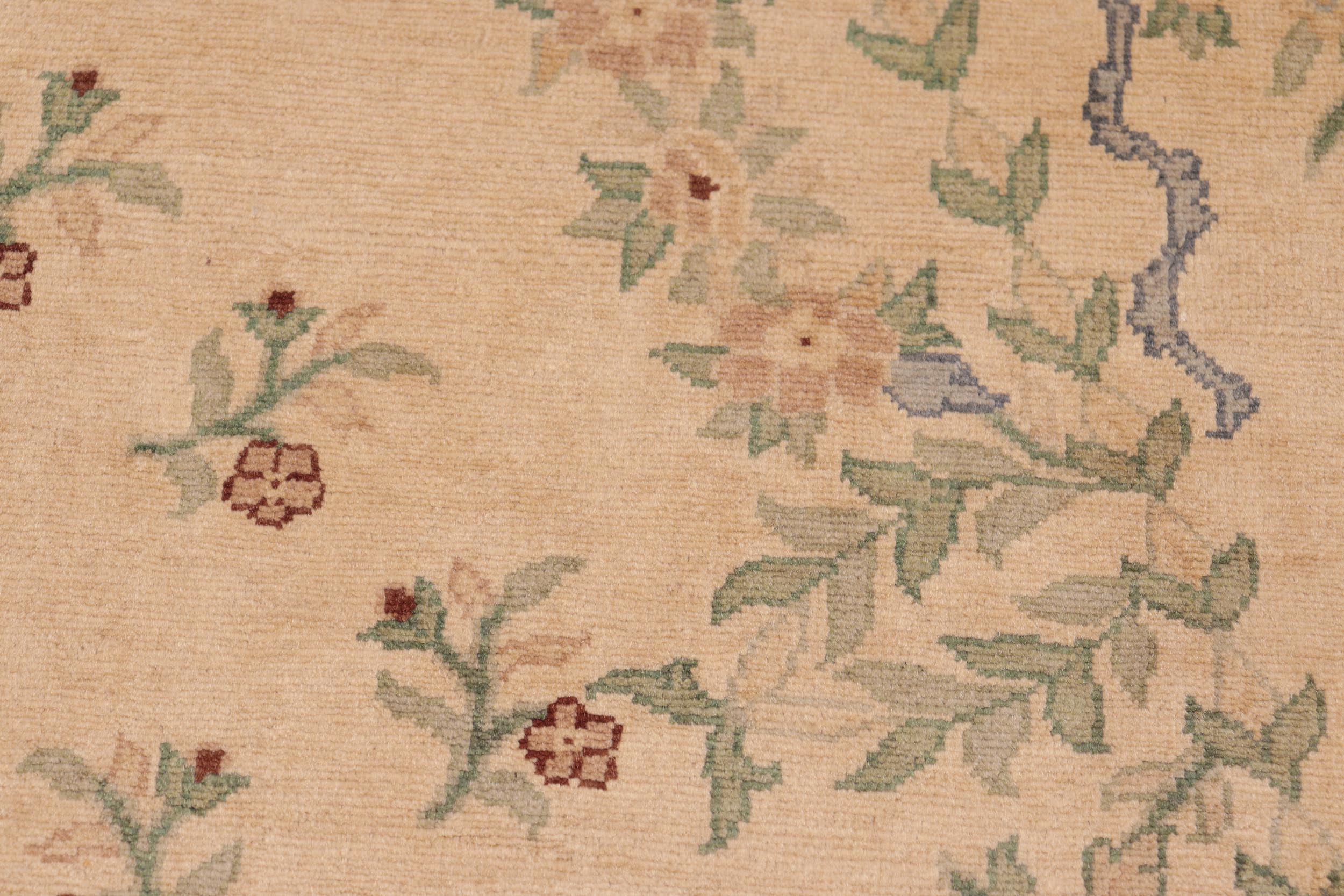 handmade Transitional Kafkaz Tan Green Hand Knotted RECTANGLE 100% WOOL area rug 6' x 9'