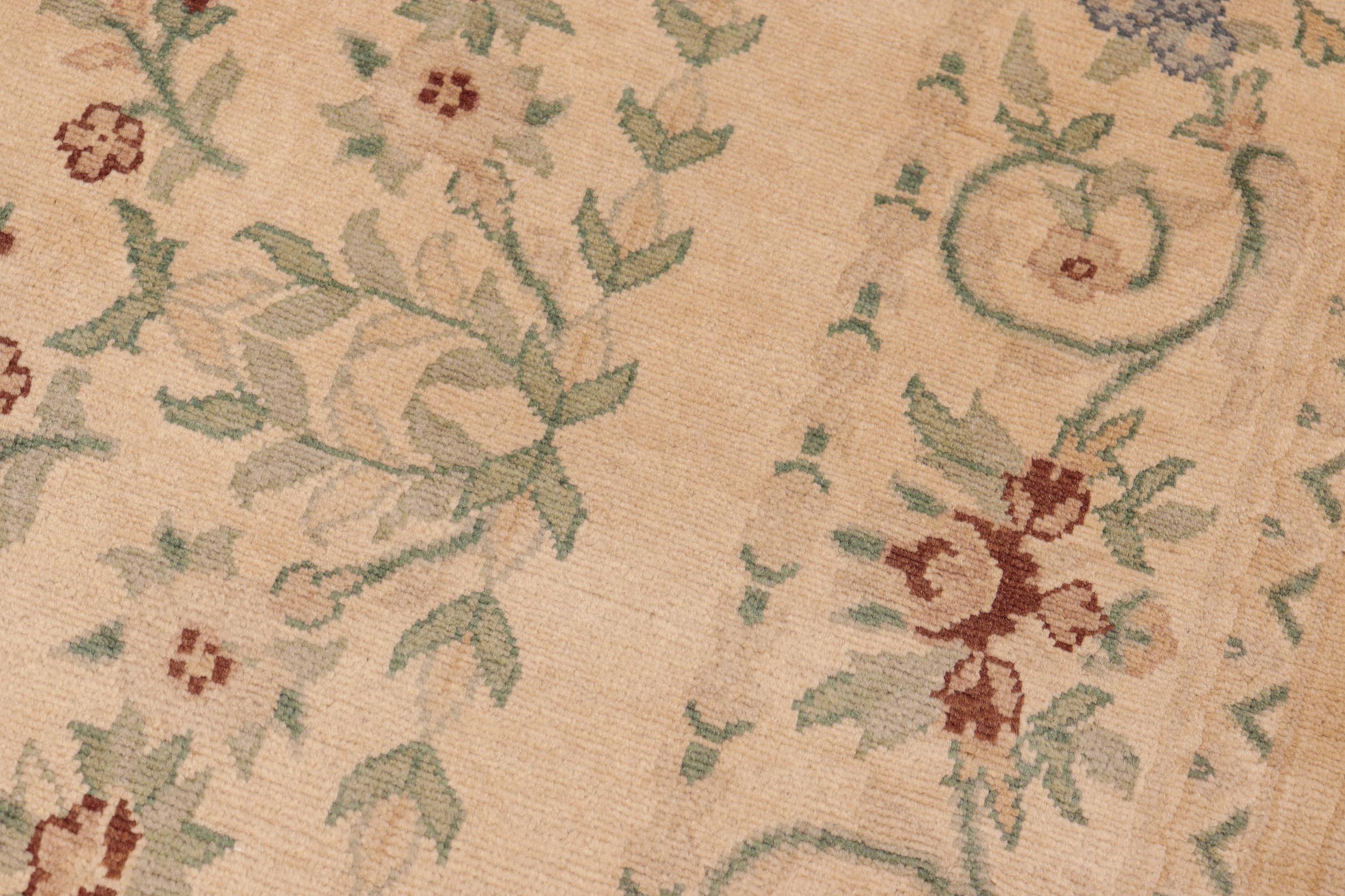 handmade Transitional Kafkaz Tan Green Hand Knotted RECTANGLE 100% WOOL area rug 6' x 9'