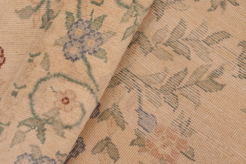 handmade Transitional Kafkaz Tan Green Hand Knotted RECTANGLE 100% WOOL area rug 6' x 9'