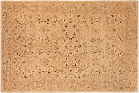 handmade Transitional Kafkaz Tan Brown Hand Knotted RECTANGLE 100% WOOL area rug 10' x 13'