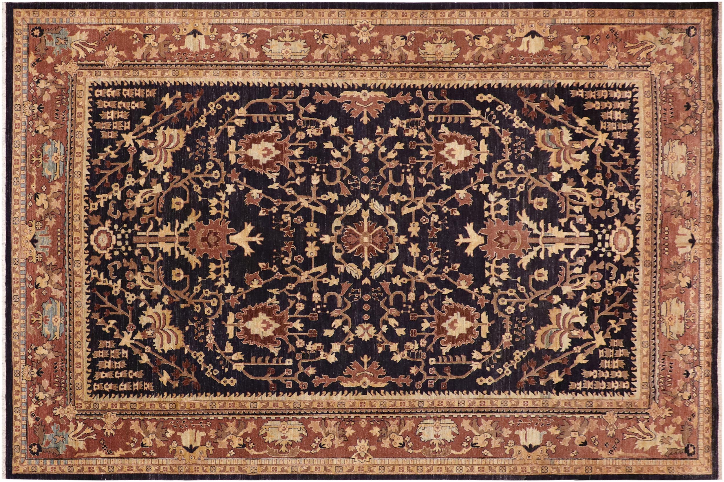 handmade Transitional Kafkaz Blue Brown Hand Knotted RECTANGLE 100% WOOL area rug 10' x 14'