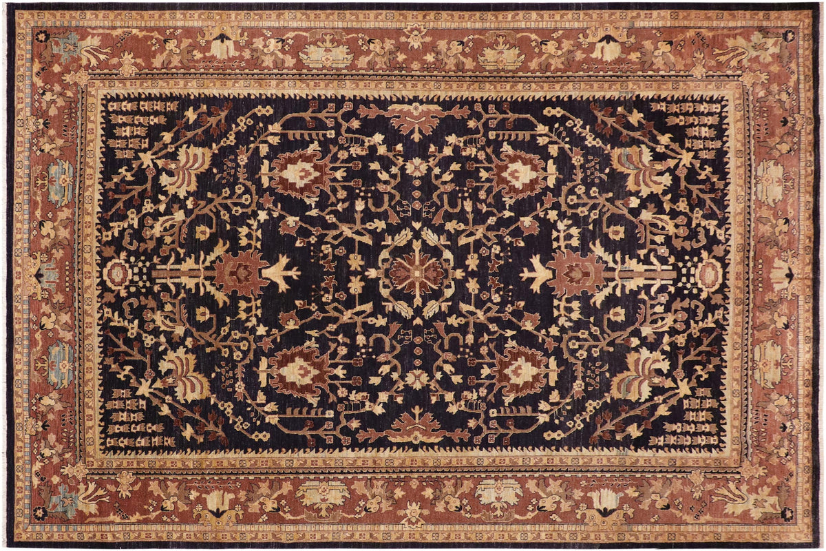 handmade Transitional Kafkaz Blue Brown Hand Knotted RECTANGLE 100% WOOL area rug 10' x 14'