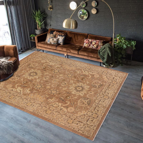 handmade Traditional Kafkaz Brown Tan Hand Knotted RECTANGLE 100% WOOL area rug 10x14