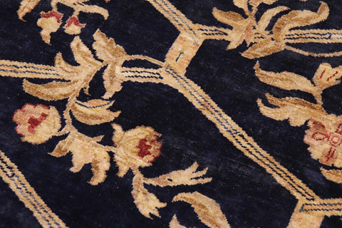 handmade Transitional Kafkaz Blue Gold Hand Knotted RECTANGLE 100% WOOL area rug 9' x 12'