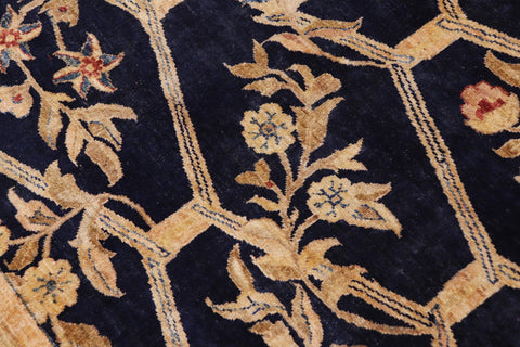 handmade Transitional Kafkaz Blue Gold Hand Knotted RECTANGLE 100% WOOL area rug 9' x 12'