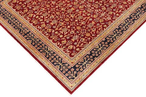 handmade Transitional Kafkaz Red Blue Hand Knotted RECTANGLE 100% WOOL area rug 9' x 12'