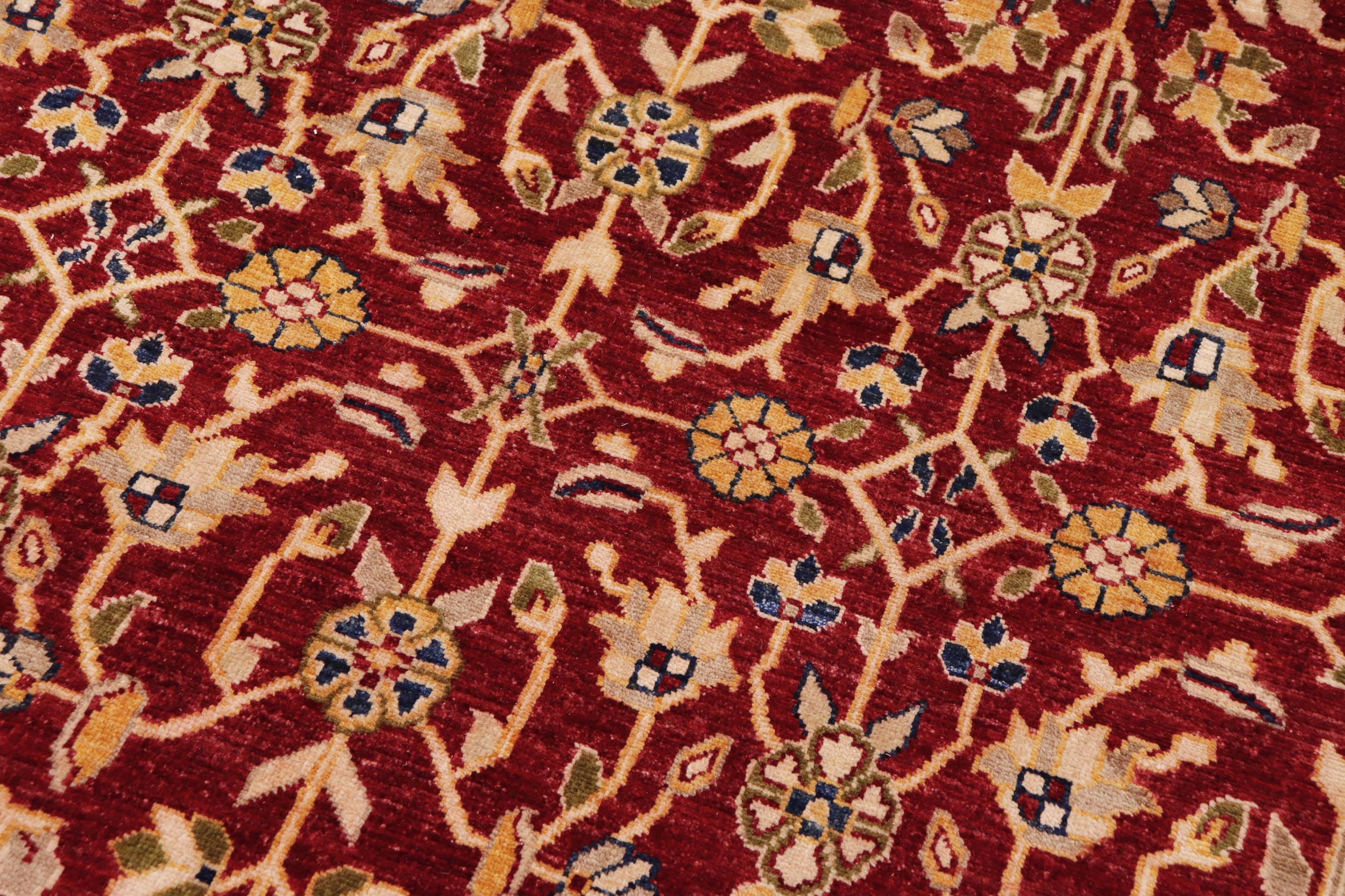 handmade Transitional Kafkaz Red Blue Hand Knotted RECTANGLE 100% WOOL area rug 9' x 12'
