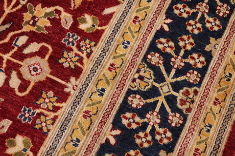 handmade Transitional Kafkaz Red Blue Hand Knotted RECTANGLE 100% WOOL area rug 9' x 12'