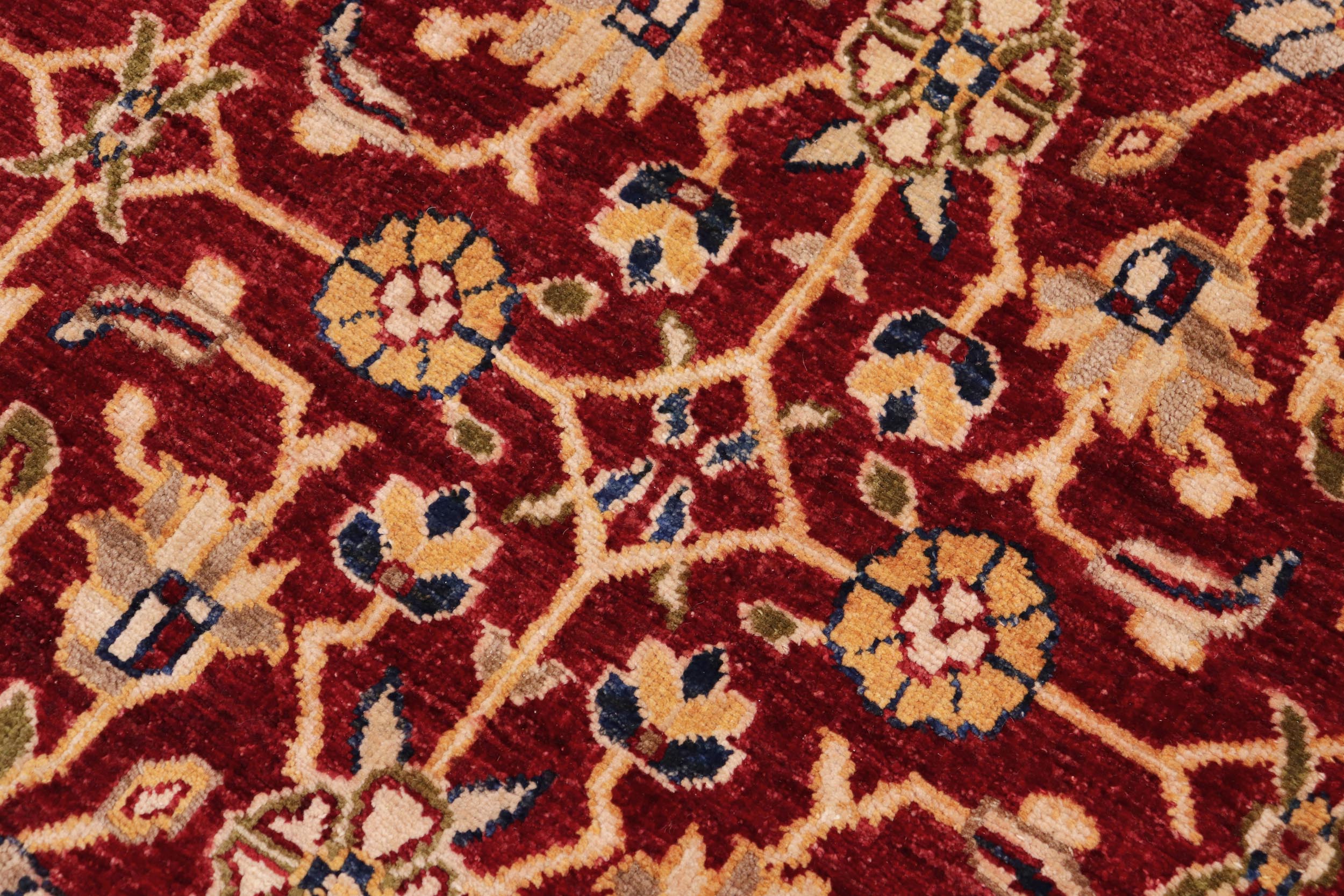 handmade Transitional Kafkaz Red Blue Hand Knotted RECTANGLE 100% WOOL area rug 9' x 12'