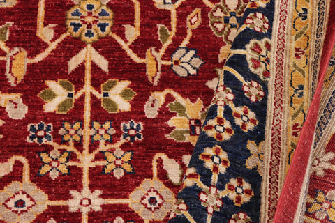 handmade Transitional Kafkaz Red Blue Hand Knotted RECTANGLE 100% WOOL area rug 9' x 12'