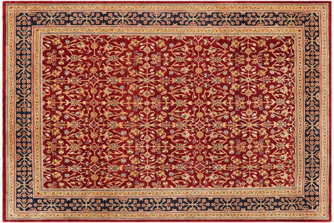 handmade Transitional Kafkaz Red Blue Hand Knotted RECTANGLE 100% WOOL area rug 9' x 12'