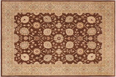 handmade Transitional Kafkaz Brown Beige Hand Knotted RECTANGLE 100% WOOL area rug 10' x 14'