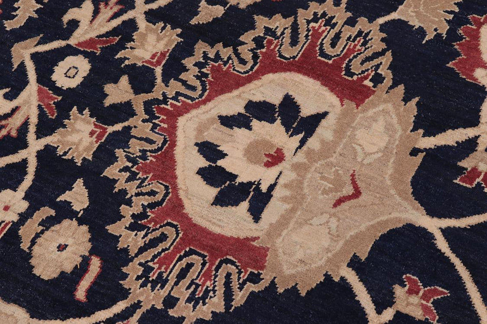 handmade Traditional Kafkaz Drk. Blue Beige Hand Knotted RECTANGLE 100% WOOL area rug 10 x 14