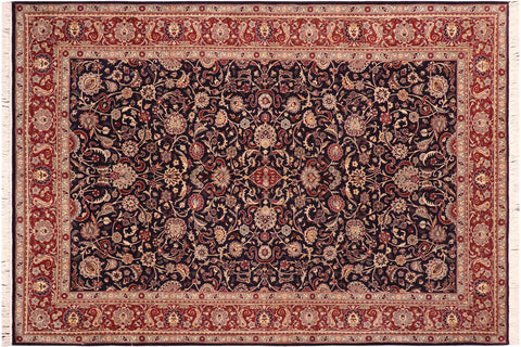 handmade Traditional Kashan Blue Red Hand Knotted RECTANGLE 100% WOOL area rug 6x9