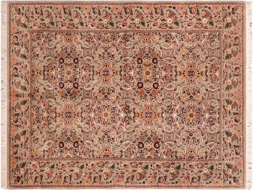 handmade Traditional Doop Taupe Green Hand Knotted RECTANGLE 100% WOOL area rug 6x9
